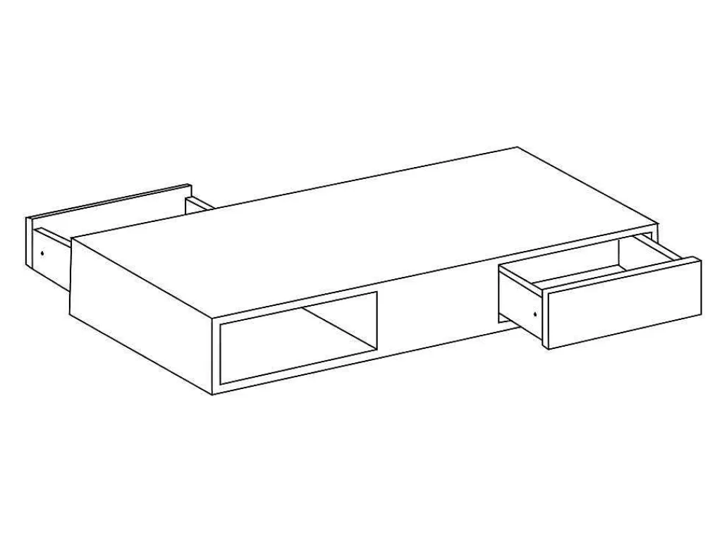Salontafel Met Draaibaar Tafelblad, 2 Lades En 2 Nissen - Mdf - Wit Gelakt - Ilya-Vente-unique Hot