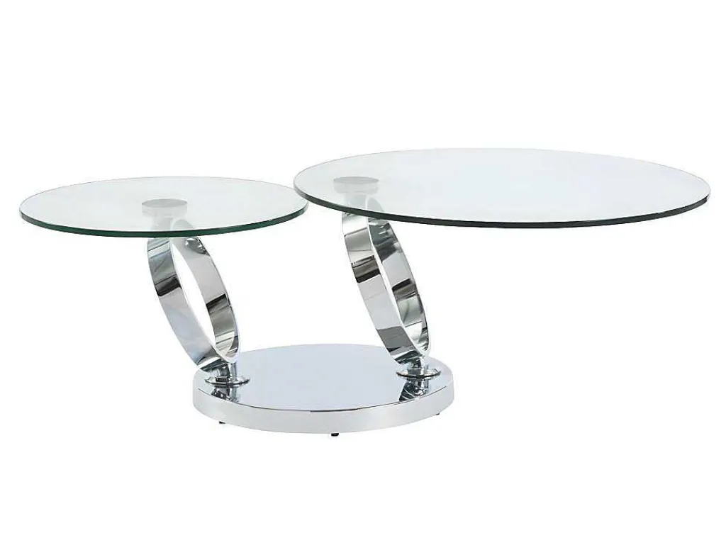 Salontafel Met Draaiblad Joline - Gehard Glas En Metaal-Maison Céphy Clearance