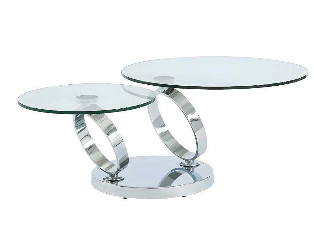 Salontafel Met Draaiblad Joline - Gehard Glas En Metaal-Maison Céphy Clearance