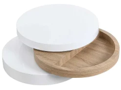 Salontafel Met Draaiblad Janita - Mdf - Eik En Wit-Vente-unique Hot