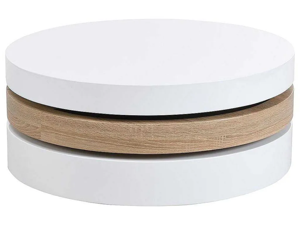 Salontafel Met Draaiblad Janita - Mdf - Eik En Wit-Vente-unique Hot