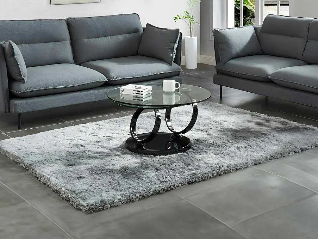 Salontafel Met Draaiblad Joline - Gehard Transparant Glas & Zwart Gechromeerde Poten-Maison Céphy Clearance