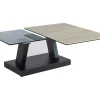 Salontafel Met Draaibladen - Keramiek, Gerookt Gehard Glas En Metaal - Zwart En Naturel - Oyrus Van Maison Cephy-Maison Céphy Best
