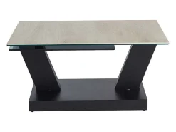 Salontafel Met Draaibladen - Keramiek, Gerookt Gehard Glas En Metaal - Zwart En Naturel - Oyrus Van Maison Cephy-Maison Céphy Best