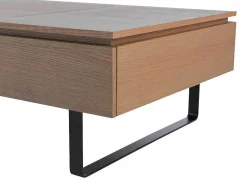 Salontafel Met Verstelbaar Blad En 1 Lade Van Mdf En Metaal - Donker Natuurlijk - Dalaho-Vente-unique Best