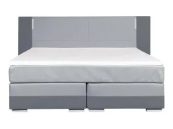 Samenstelling Boxspring Hoofdbord Met Leds + Lattenbodems + Matras + Dekmatras Asti Van Ysmee - 160 X 200 Cm - Antraciet En Lichtgrijs-Ysmée Outlet
