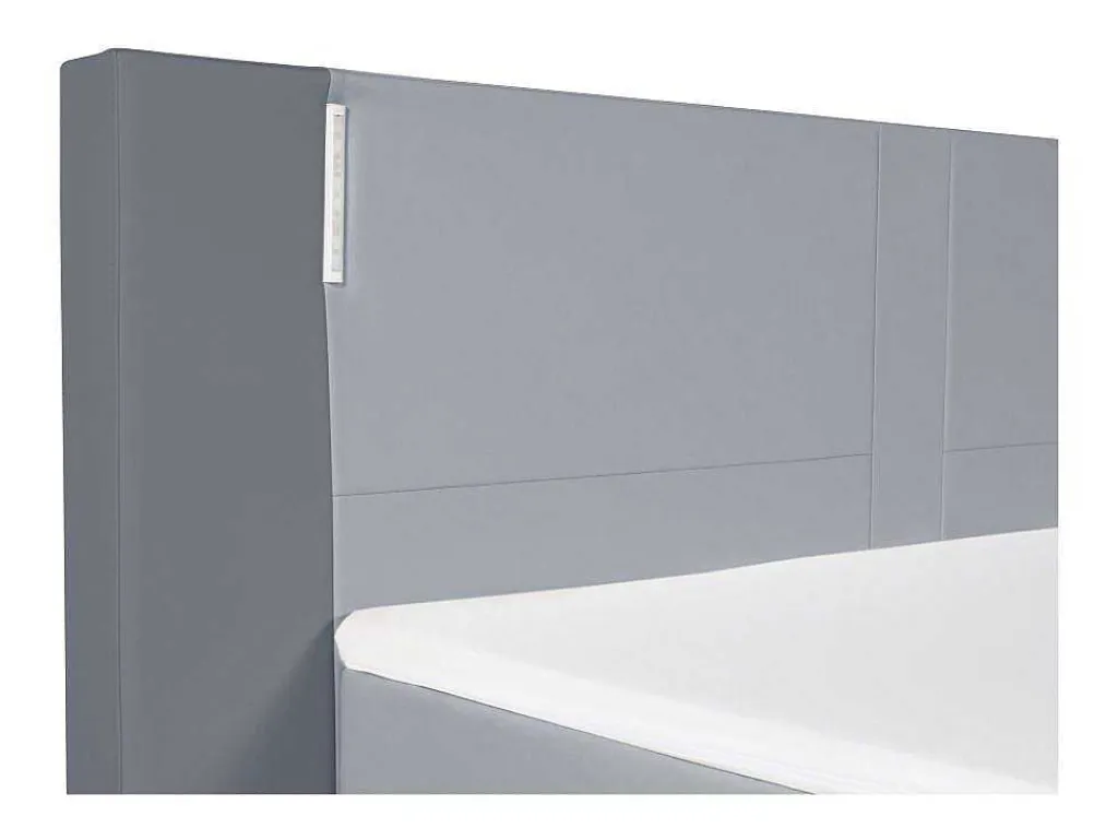 Samenstelling Boxspring Hoofdbord Met Leds + Lattenbodems + Matras + Dekmatras Asti Van Ysmee - 160 X 200 Cm - Antraciet En Lichtgrijs-Ysmée Outlet