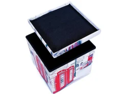 Sanne Opbergdozen Voetenbank Met Deksel, Beige, Rood, Zwart, Wit.-Vente-unique New