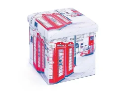 Sanne Opbergdozen Voetenbank Met Deksel, Beige, Rood, Zwart, Wit.-Vente-unique New