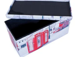 Sanne Opbergdozen Voetenbank Met Deksel, Beige, Rood, Zwart, Wit.-Vente-unique Outlet