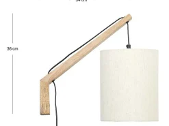 Scandinavische Wandlamp - Mangohout En Stof - D21 X H36 Cm - Licht Naturel En Beige - Paliana-OZAIA Online