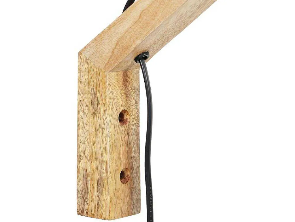 Scandinavische Wandlamp - Mangohout En Stof - D21 X H36 Cm - Licht Naturel En Beige - Paliana-OZAIA Online
