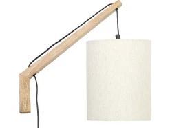 Scandinavische Wandlamp - Mangohout En Stof - D21 X H36 Cm - Licht Naturel En Beige - Paliana-OZAIA Online