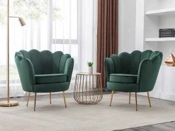 Schelpvormige Fauteuil Van Spargroen Velours Dandelion - Van-PASCAL MORABITO Outlet