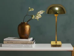Schemerlamp Champignon Met Art-Decostijl Amanite - Marmer En Ijzer - 24,5 X 24,5 X 52 Cm - Goudkleurig-OZAIA New