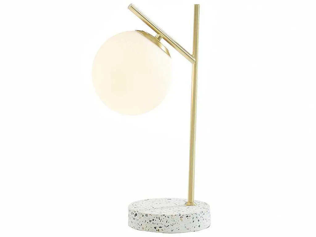 Schemerlamp Met Vintage-Stijl Lullaby - Sokkel Van Terrazzo - 23 X 15 X 38 Cm - Goudkleurig-OZAIA New