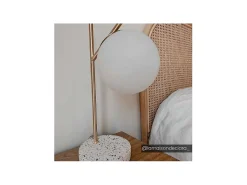 Schemerlamp Met Vintage-Stijl Lullaby - Sokkel Van Terrazzo - 23 X 15 X 38 Cm - Goudkleurig-OZAIA New