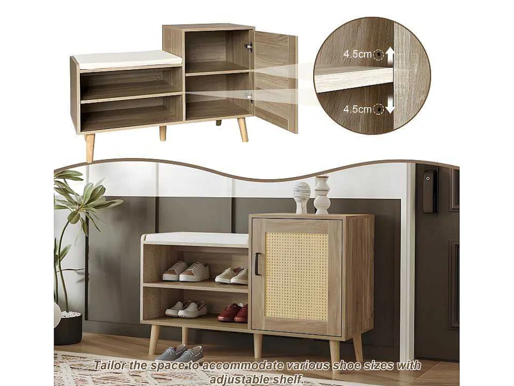 Schoenenkast - Met Bankje En Vakken - Licht Naturel-ModernLuxe Hot