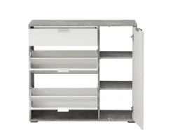 Schoenenkast Arietta - 2 Vlakken, 1 Deur En 1 Lade - Kleur: Wit & Beton-Vente-unique