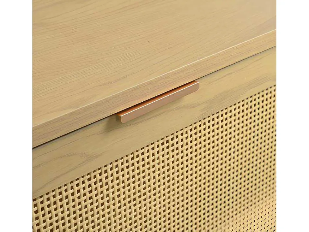 Schoenenkast In Hout En Rotan - 4 Klepdeuren - Naturel-ModernLuxe