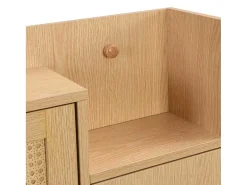 Schoenenkast In Hout En Rotan - 3 Klepdeuren En 1 Lade - Verstelbare Plank - Naturel & Wit-ModernLuxe Best