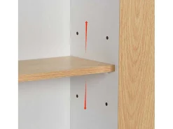 Schoenenkast In Hout En Rotan - 3 Klepdeuren En 1 Lade - Verstelbare Plank - Naturel & Wit-ModernLuxe Best
