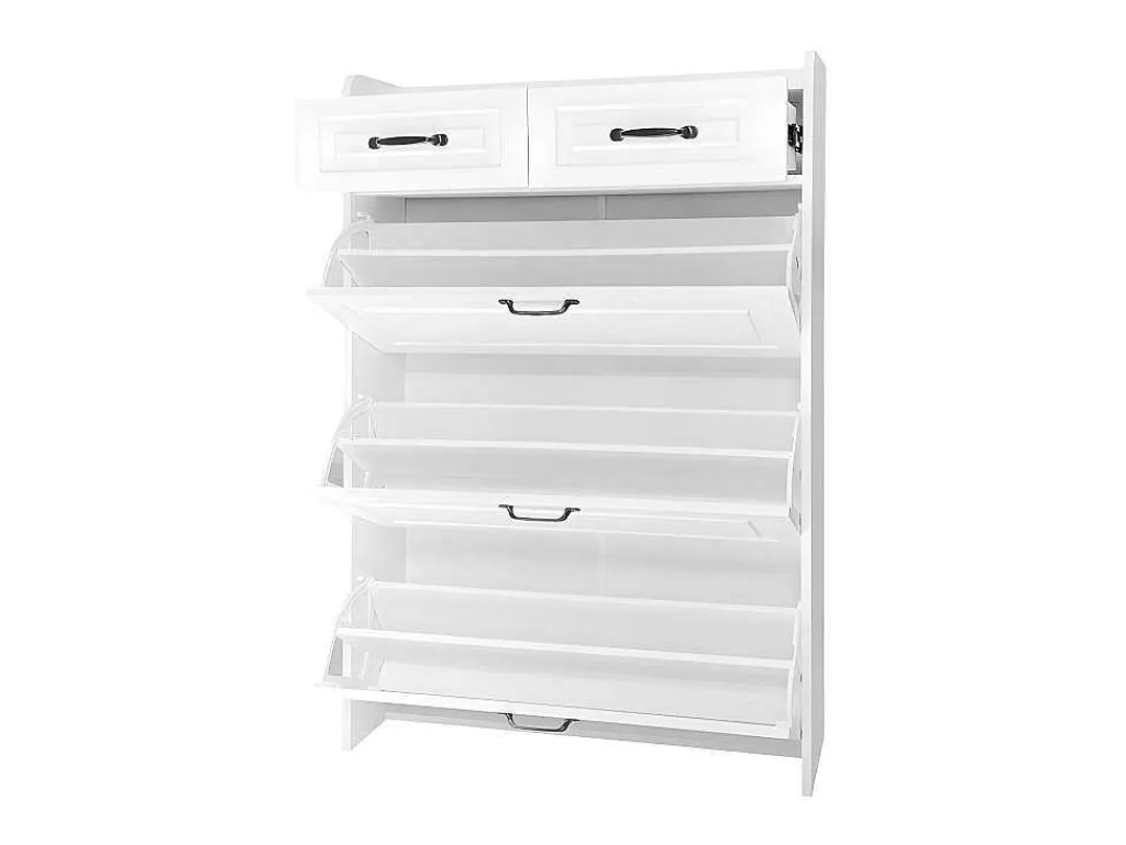 Schoenenkast In Spaanplaat - 3 Klepdeuren En 2 Laden - Wit-ModernLuxe Discount