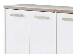 Schoenenkast Met 3 Deuren En 3 Opbergvakken Wit En Houtlook Skaido-Vente-unique Clearance