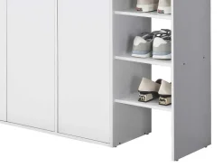 Schoenenkast Met 3 Deuren En 3 Opbergvakken Wit En Houtlook Skaido-Vente-unique Clearance