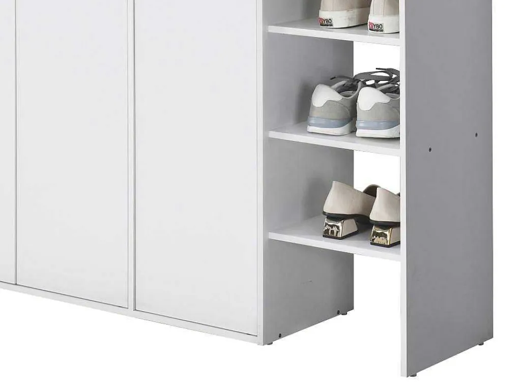 Schoenenkast Met 3 Deuren En 3 Opbergvakken Wit En Houtlook Skaido-Vente-unique Clearance