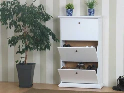 Schoenenkast Wit Venetie Met 3 Kleppen.-Vente-unique Online