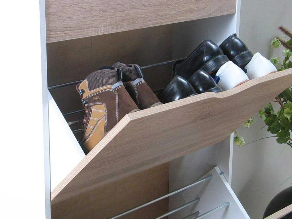 Schoenenkasten Napoli (Set Van Drie) Met 3 Lades Wit / Eiken.-Vente-unique