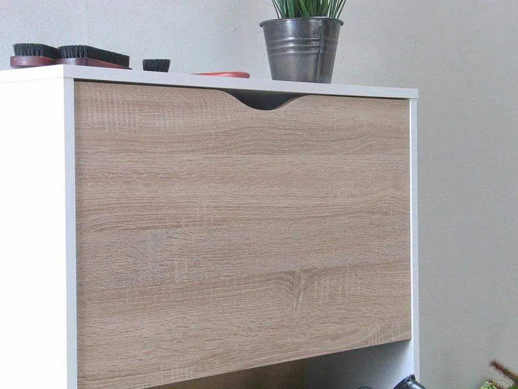 Schoenenkasten Napoli (Set Van Drie) Met 3 Lades Wit / Eiken.-Vente-unique