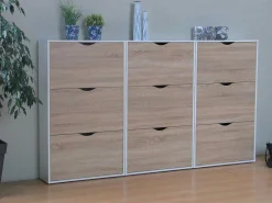 Schoenenkasten Napoli (Set Van Drie) Met 3 Lades Wit / Eiken.-Vente-unique
