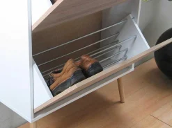 Schoenenkasten Napoli (Set Van Drie) Met 3 Lades Wit / Eiken.-Vente-unique