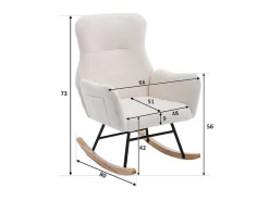 Schommelstoel - Relaxstoel Voor In De Woonkamer - Opgevuld Met Teddypluche - Vakjes Aan De Zijkant Van De Armleuningen - Houten Onderstel - Wit-ModernLuxe Best