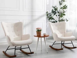 Schommelstoel Van Beige Gechineerde Stof Elmina Ii-Vente-unique