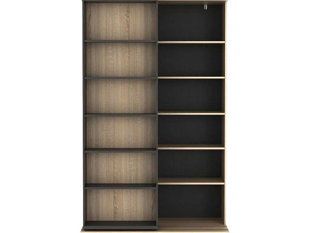 Schuifboekenkast Met 18 Nissen - Naturel En Antraciet - Prali-Vente-unique Clearance