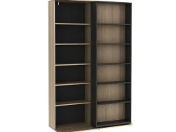 Schuifboekenkast Met 18 Nissen - Naturel En Antraciet - Prali-Vente-unique Clearance