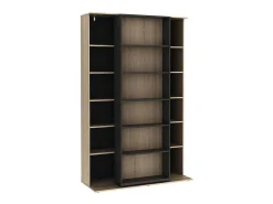 Schuifboekenkast Met 18 Nissen - Naturel En Antraciet - Prali-Vente-unique Clearance
