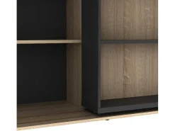 Schuifboekenkast Met 18 Nissen - Naturel En Antraciet - Prali-Vente-unique Clearance