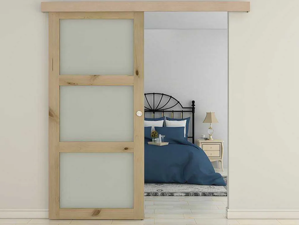 Schuifdeur Acosta Met 3 Ramen - H205Xb93 Cm - Mdf-Vente-unique Online