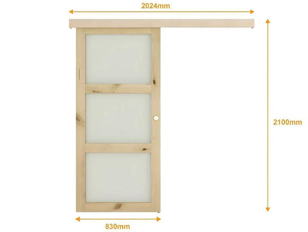 Schuifdeur Acosta Met 3 Ramen - H205Xb83Cm - Natuurlijk Mdf-Vente-unique Discount