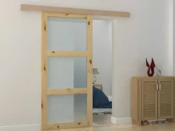 Schuifdeur Acosta Met 3 Ramen - H205Xb83Cm - Natuurlijk Mdf-Vente-unique Discount