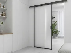 Schuifdeur In Mat Gehard Glas - H205Cm X B73Cm - Linci-Vente-unique New