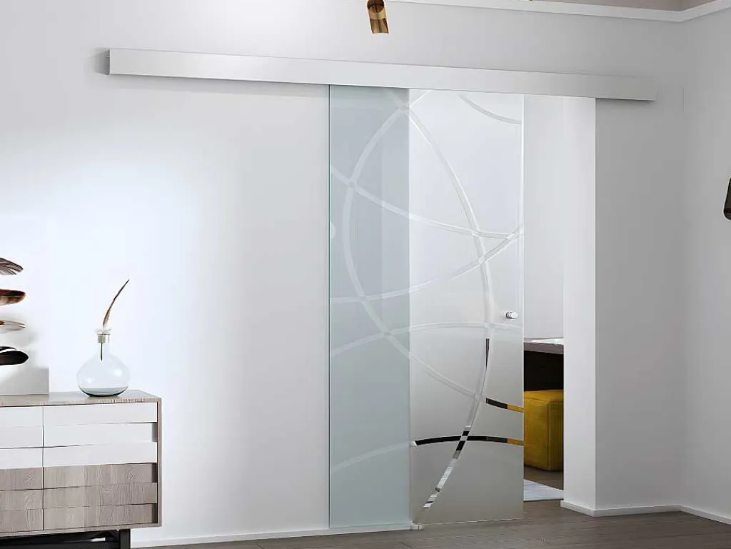 Schuifdeur In Opbouw - H205 X L73 Cm - Gehard Glas-Vente-unique Outlet