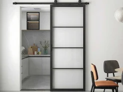 Schuifdeur Sinca - H205 X B83 Cm - Gehard Glas En Aluminium-Vente-unique Sale