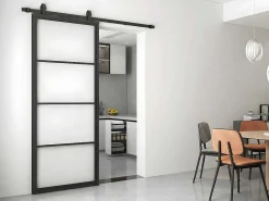 Schuifdeur Sinca - H205 X B83 Cm - Gehard Glas En Aluminium-Vente-unique Sale