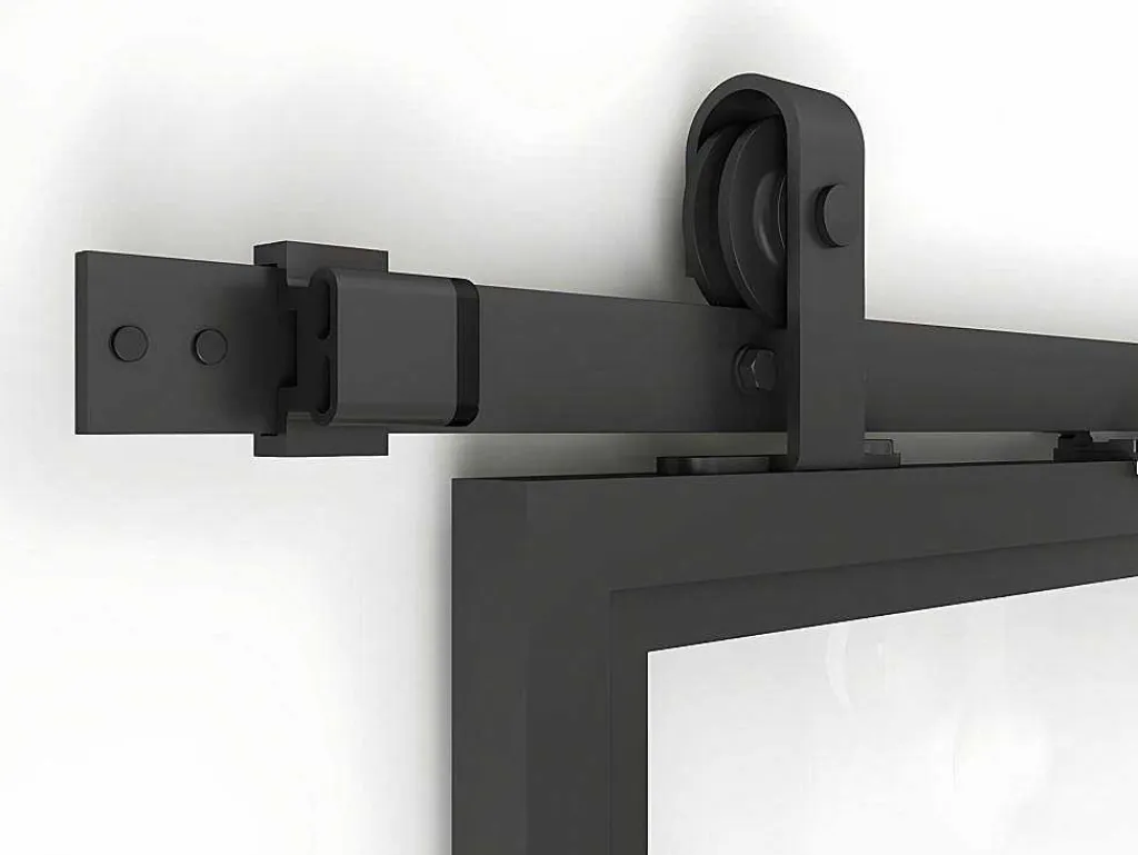 Schuifdeur Sinca - H205Cm X B73Cm - Helder Gehard Glas En Aluminium-Vente-unique Hot