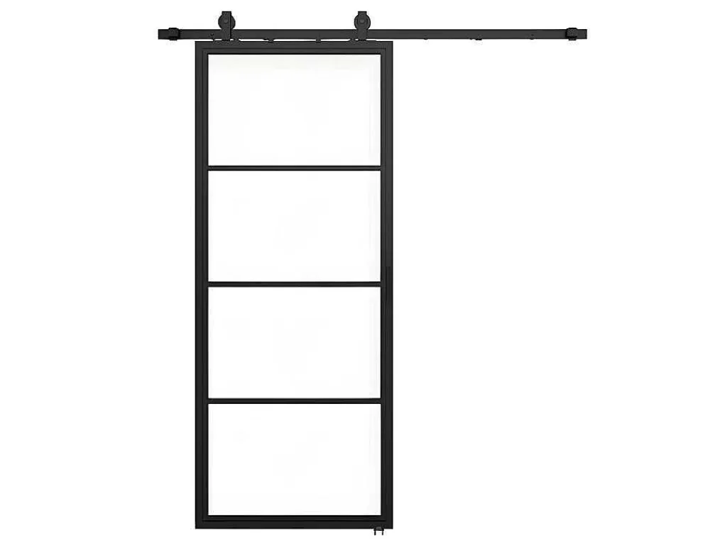 Schuifdeur Sinca - H205Cm X B73Cm - Helder Gehard Glas En Aluminium-Vente-unique Hot